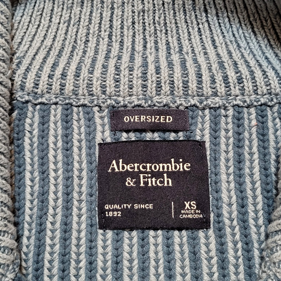 Abercrombie & Fitch Oversized Fit S/M Quarter 1/4 Zip Sweater Blue C65 - Picture 7 of 10